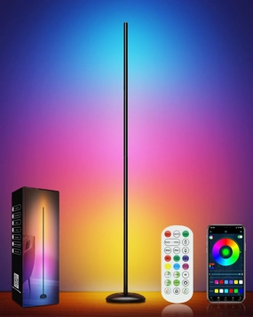 Corner Floor Lamp, Smart RGB LED Corner Lamp with App & Remote, Modern Floor Lamp with 16 Million Colors, Music Sync, Scene Modes, Color Changing Standing Lamps for Living Room, Bedroom