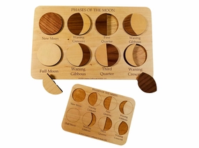 Creative Crafthouse Moon Phases Puzzle - Wooden Montessori Lunar Cycle STEM Learning Toy with Engraved Guide Board - Handmade in USA