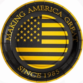 Crisky 40th Birthday Plates Black and Gold Dessert, Buffet, Cake, Lunch, Dinner Plates for 40th Birthday Decorations Party Supplies, Making Great Since 1985. 50 Count, 9" Plate