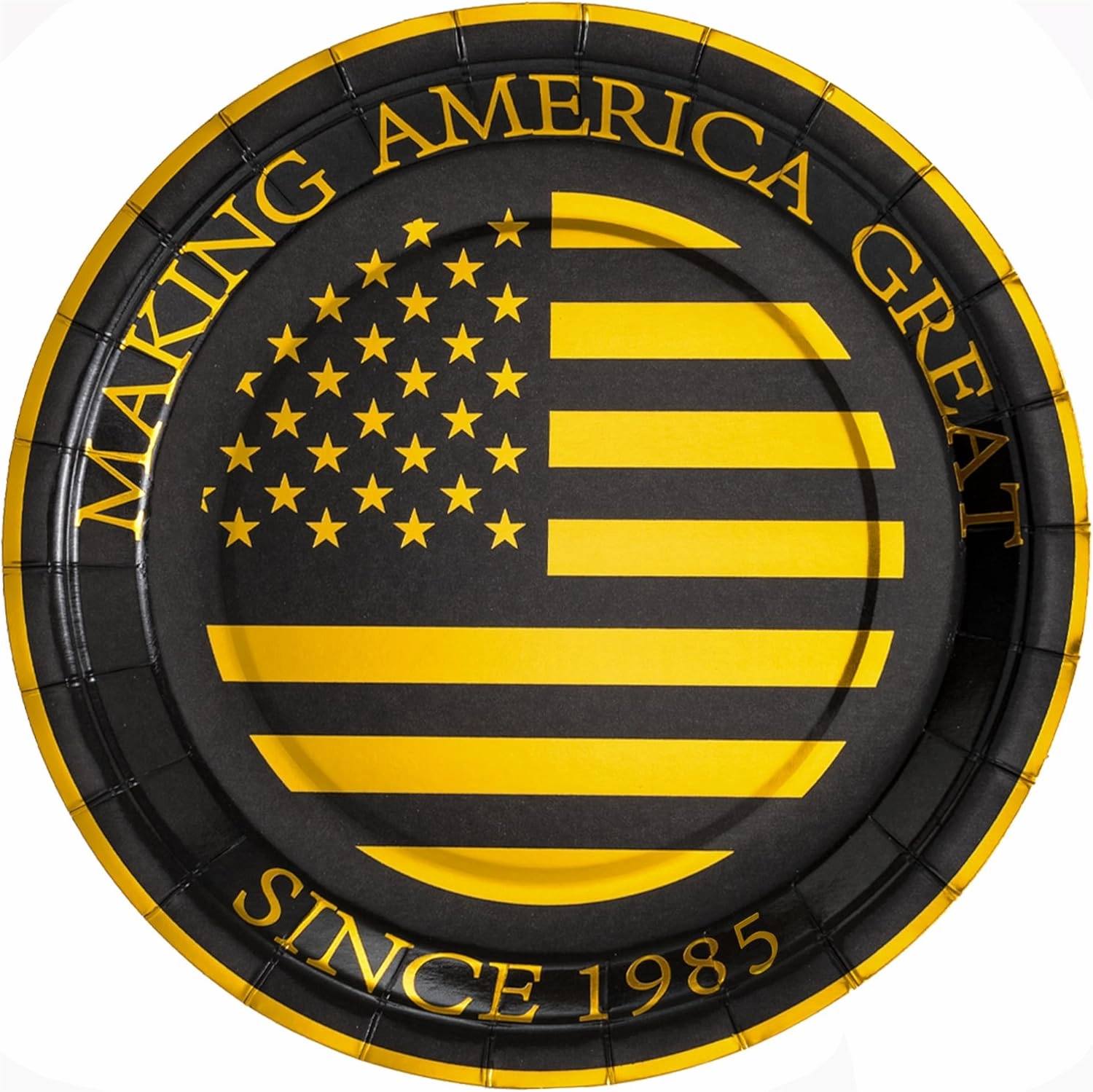 Crisky 40th Birthday Plates Black and Gold Dessert, Buffet, Cake, Lunch, Dinner Plates for 40th Birthday Decorations Party Supplies, Making Great Since 1985. 50 Count, 9" Plate