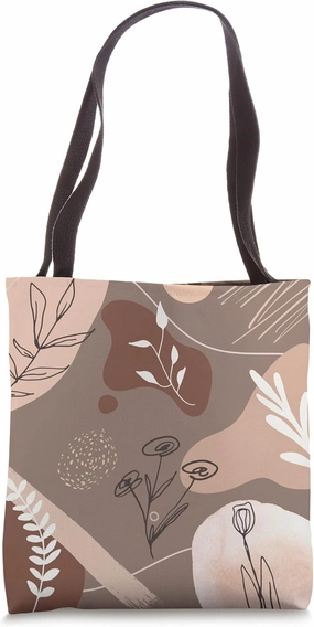 Cute Minimalistic Drawing Boho Tulip Flowers Line Art Tote Bag