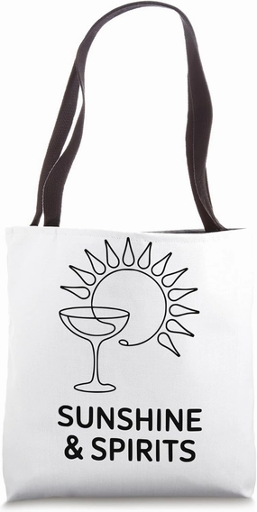 Day Drinking Vibes Sunshine & Spirits Simple Line Art Tote Bag