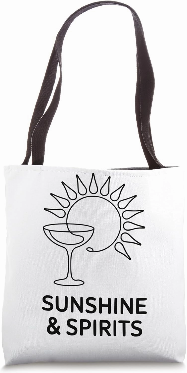 Day Drinking Vibes Sunshine & Spirits Simple Line Art Tote Bag