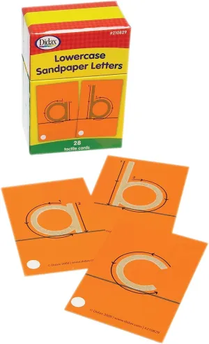 DDidax Lowercase Sandpaper Letters - 28 Tactile Alphabet Cards for Grades Pre-K to 1st - Educational Letter Resources for Young Learners