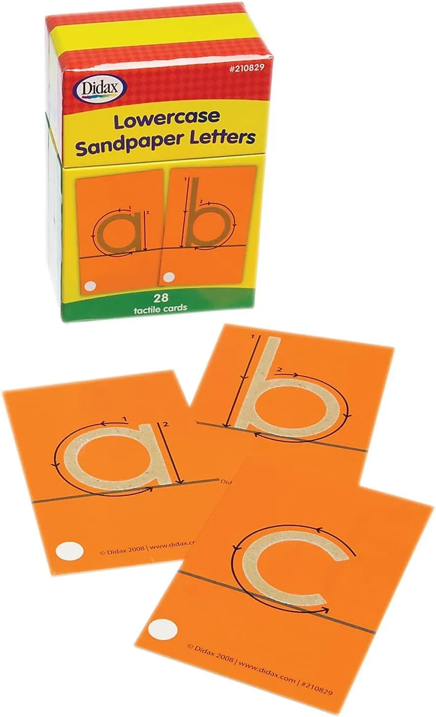 DDidax Lowercase Sandpaper Letters - 28 Tactile Alphabet Cards for Grades Pre-K to 1st - Educational Letter Resources for Young Learners