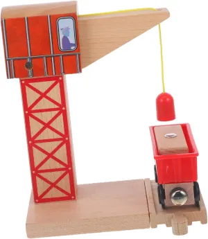 DECHOUS Train Track Crane Accessory Railway Accessories DIY Train Prop Wooden Crane Model