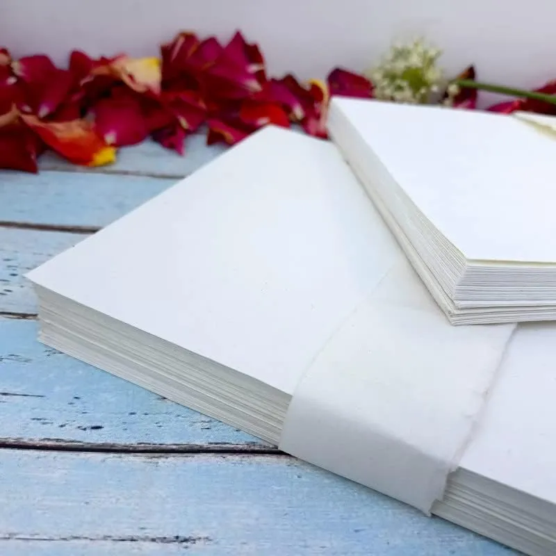 Deckle Papers A5 300 GSM Card Stock Made of Handmade Paper All Occasion Card Stock. Hand Written Invitation Cards Blank Card Stock DIY Play Cards. Size-5.8x8.3 Pack of-50 Ivory White