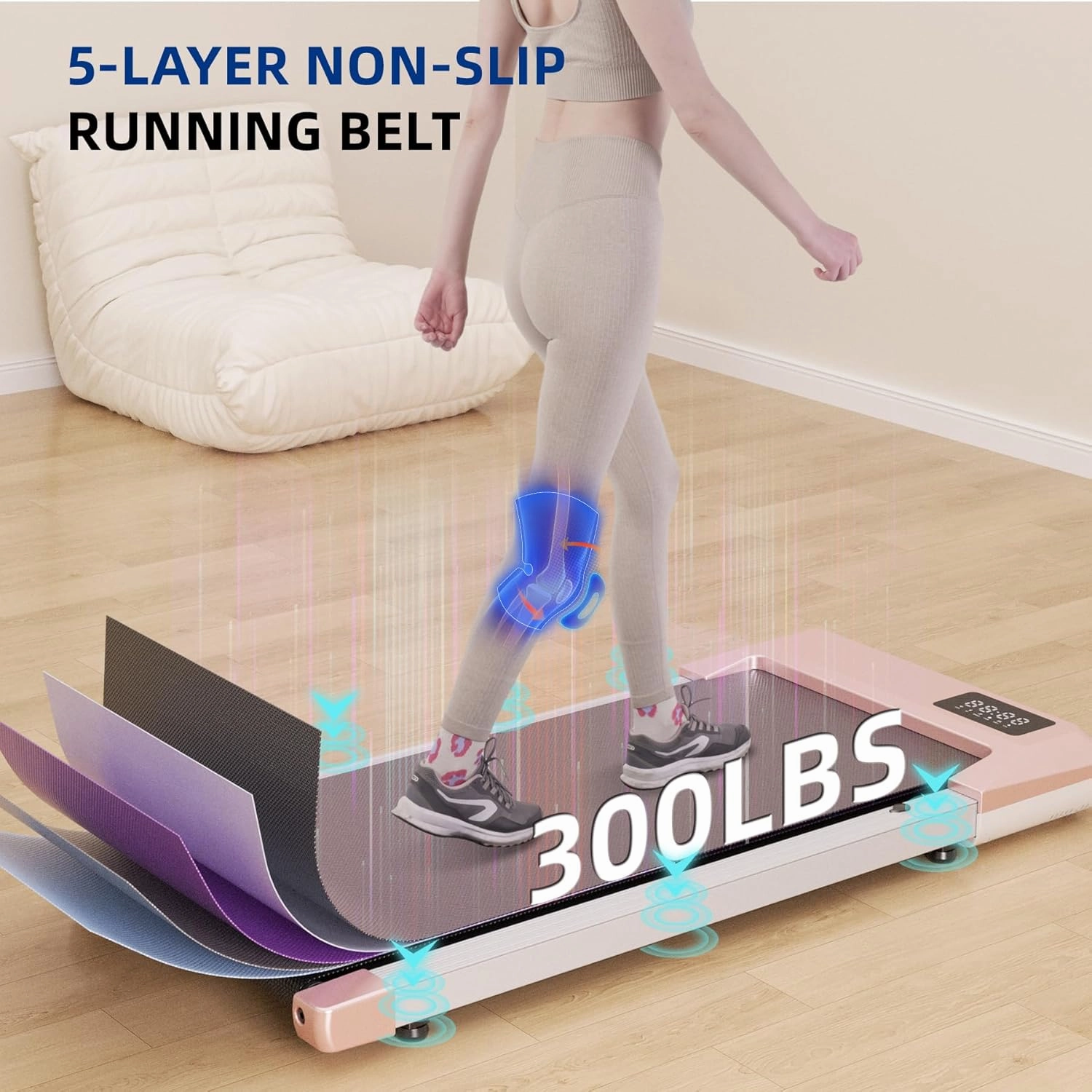DeerRun 2025 Upgrade Walking Pad - Raceable Smart Under Desk Treadmill with Rewards Program, Quick Setup, 2.5HP, APP/Remote Control, LED Display, 300 lbs Capacity