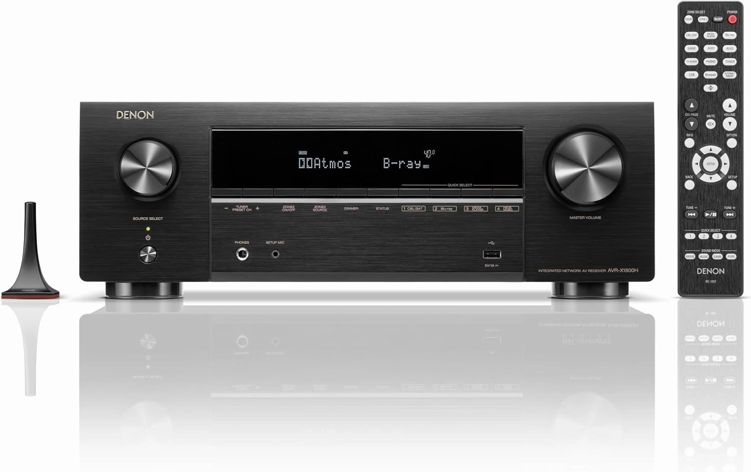 Denon AVR-X1800H 7.2 Channel AV Receiver - 80W/Channel, Wireless Streaming via Built-in HEOS, WiFi, & Bluetooth, Supports Dolby Vision, HDR10 , Dynamic HDR, and Home Automation Systems