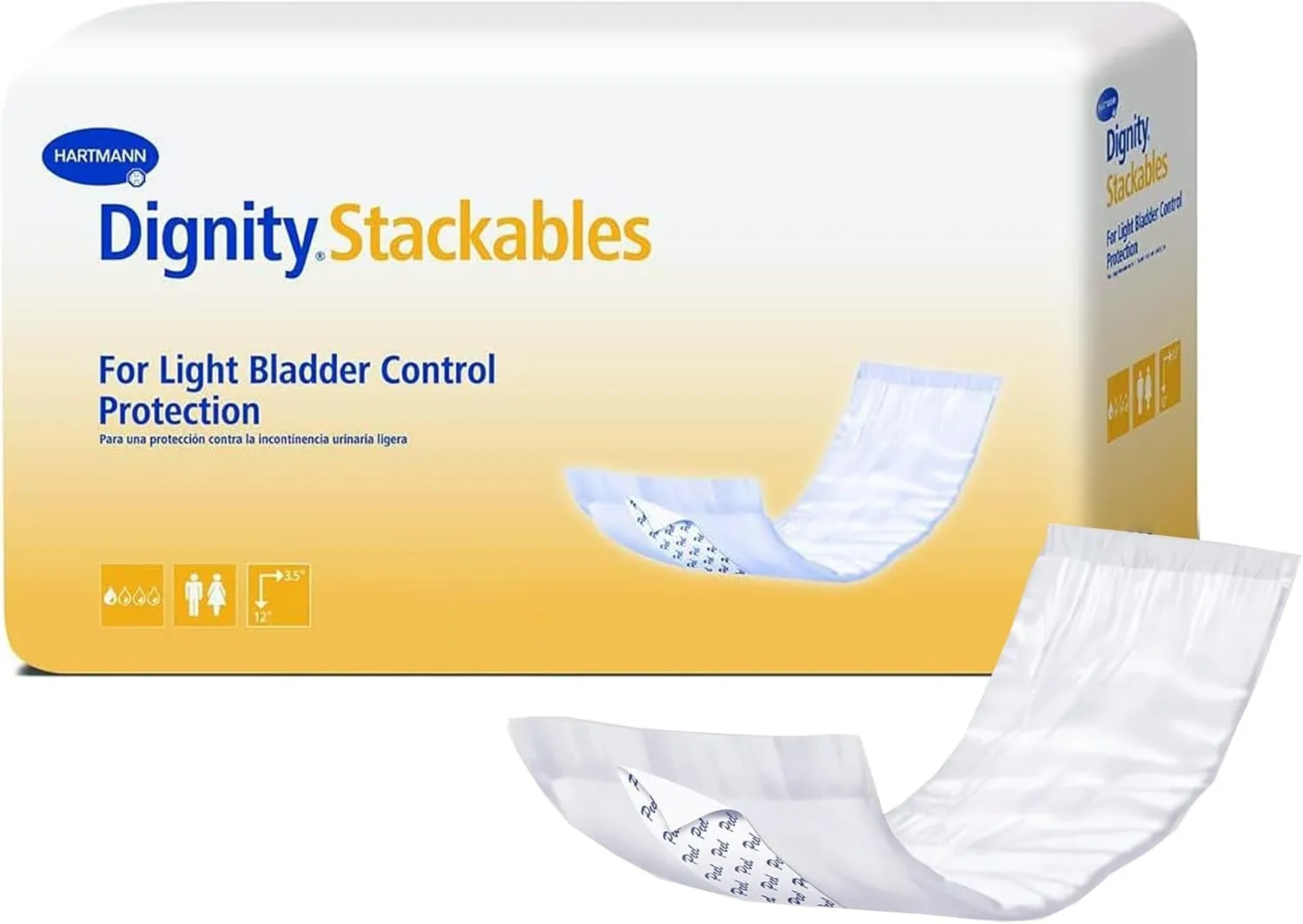 Dignity Stackables Unisex Incontinent Pad Barrier-Free 3-1/2 X 12 Inch 30053-180, 45 Ct