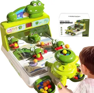 Dinosaur Crocodile Pinball Machine Board Kids Games Interactive Electronic Toys for Toddler Board Games Ages 3-5 Year Old Boy Birthday Gift,Baby Toy for Early Learning (Green) ﻿