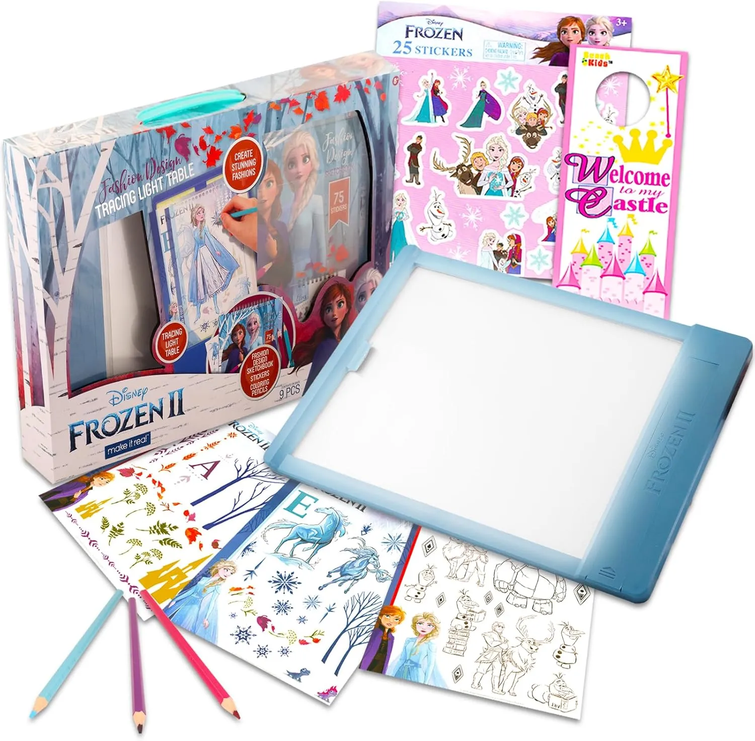 Disney Frozen Light-Up Tracing Table for Girls - Bundle Includes Drawing Board, Stickers, and More | Sketch Pad