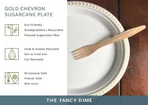 Disposable Paper Plate: Heavy Duty, Elegant, Eco-Friendly, Compostable Paper Plates (50 Count), Tree Free Sugarcane Bagasse Plate with Color Party Plate (10 inch Gold Dinner Plate)