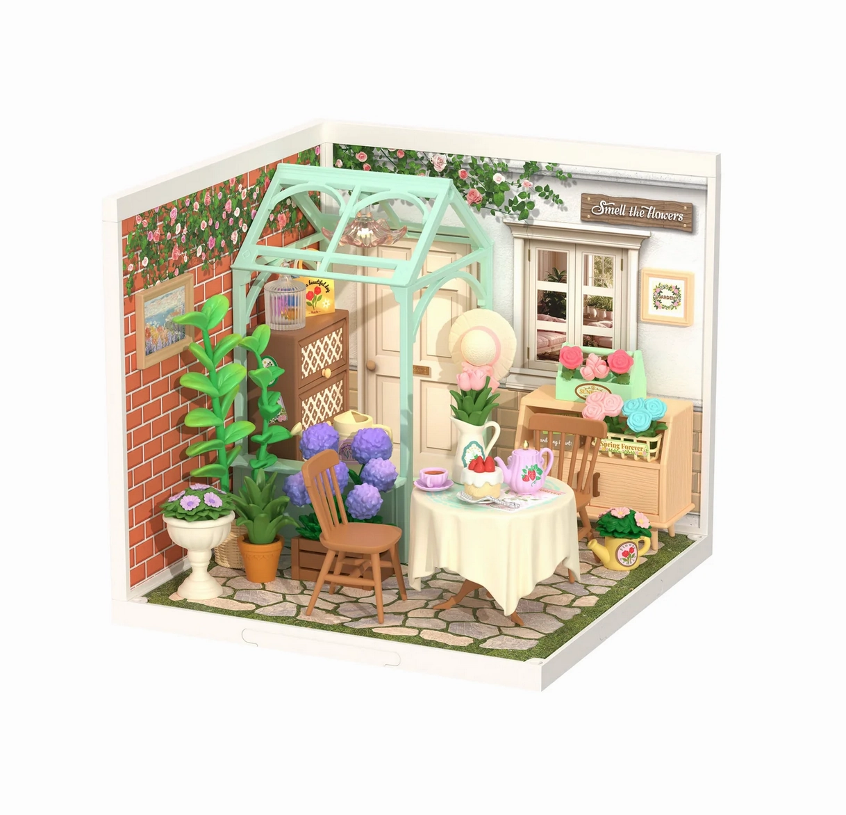 DIY Miniature House Kit Blooming Tea Garden