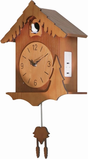 DODEKA Wooden Cuckoo Clock Country Style Wall Mounted Hourly Chime Multifunctional Smart Light Sensor House Shape Easy to Install Silent Movement with Pendulum