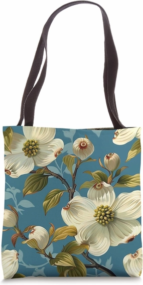 Dogwood Flower Pattern Graphic Tote Bag