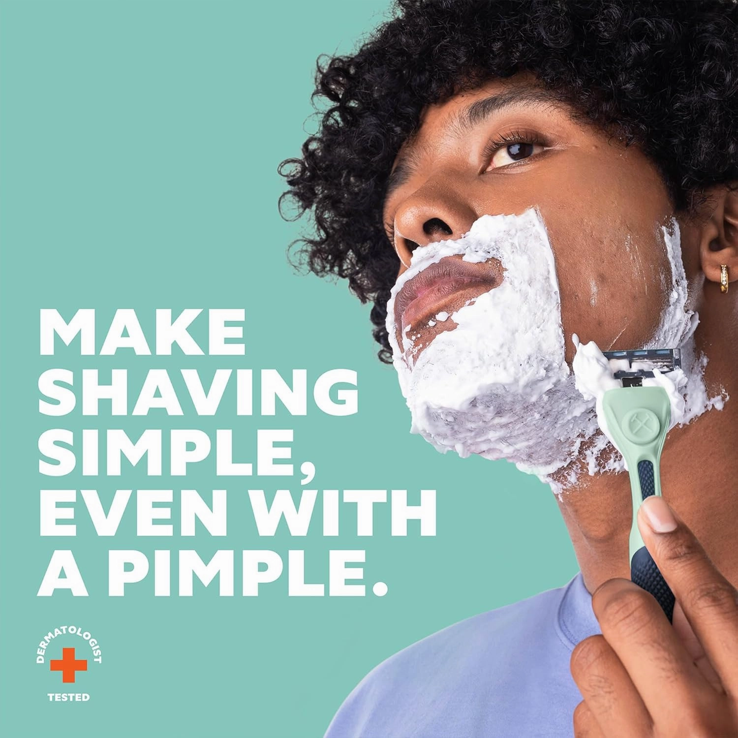 Dollar Shave Club | Acne Friendly Shave Set | 4 Refill Cartridges with Sliptech(TM) Guardbar, 1 Handle, 1 Razor Cover