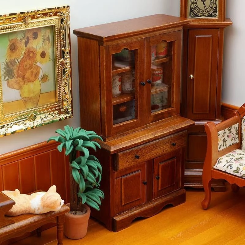 Dollhouse Miniature Display Cabinet Bookcase
