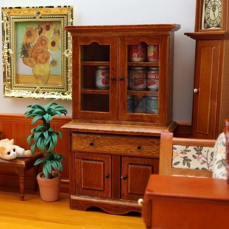 Dollhouse Miniature Display Cabinet Bookcase