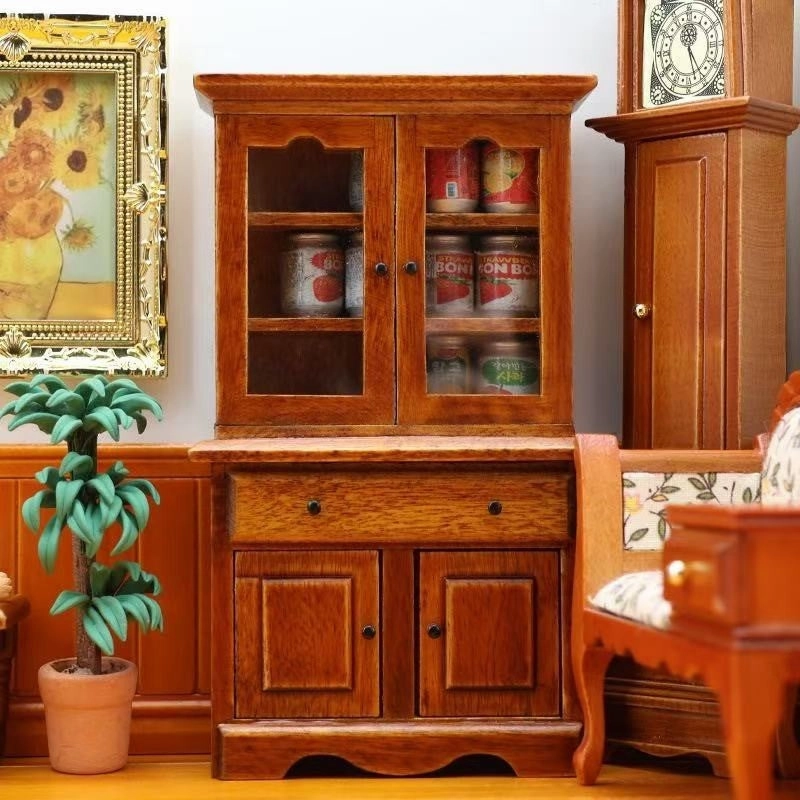 Dollhouse Miniature Display Cabinet Bookcase