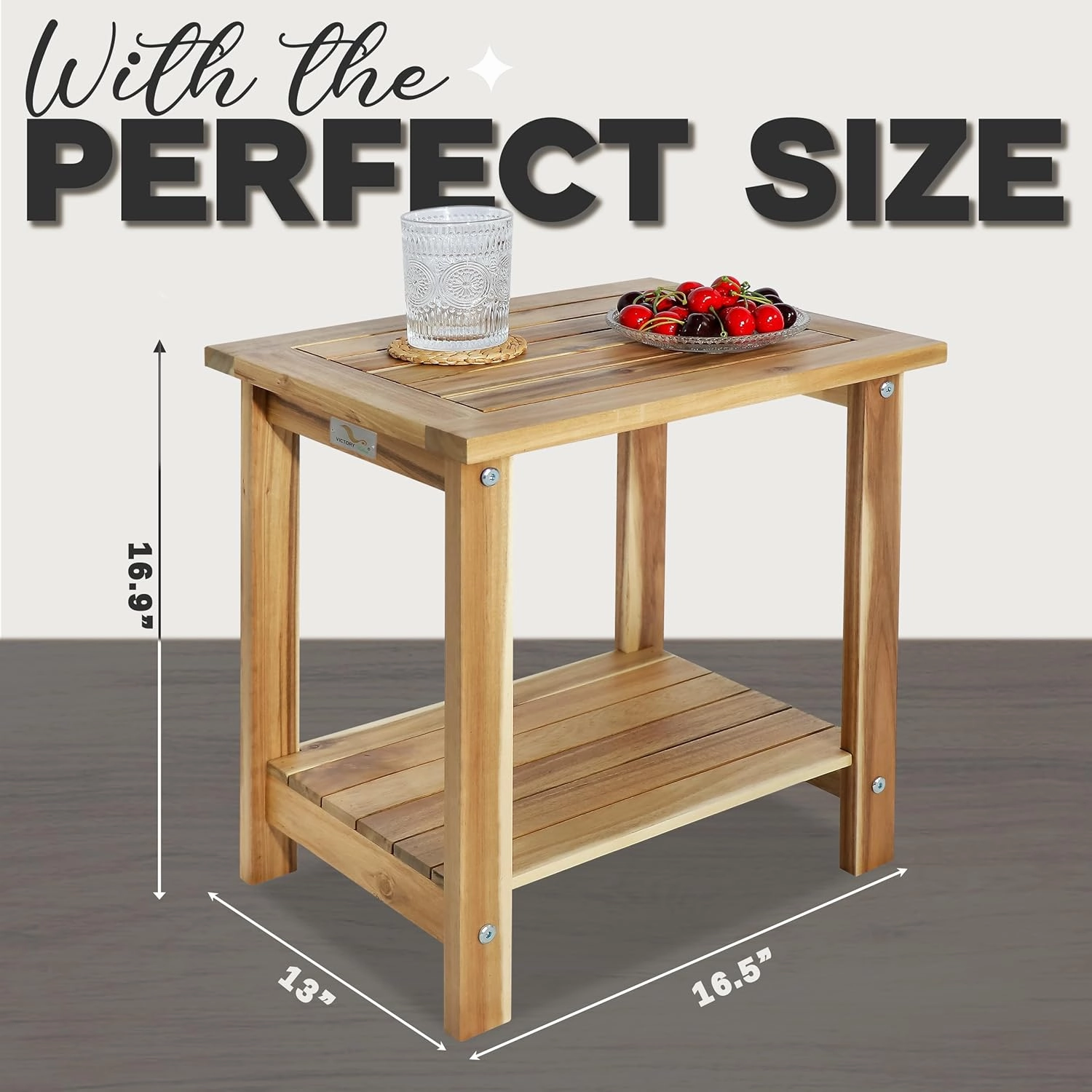 Double Adirondack Side Table, Weather-Resistant Rectangular End Table for Patio, Garden, Lawn, and Living Room. Ideal as a Stylish Indoor and Outdoor Side Table Companion, Light Natural