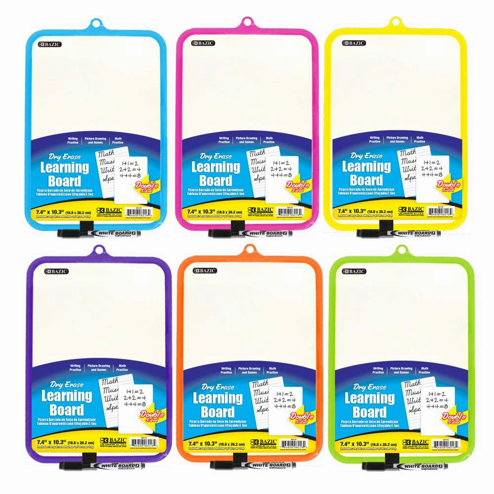 Double Sided Dry Erase Learning Board 7.4" X 10.3" w/ Marker