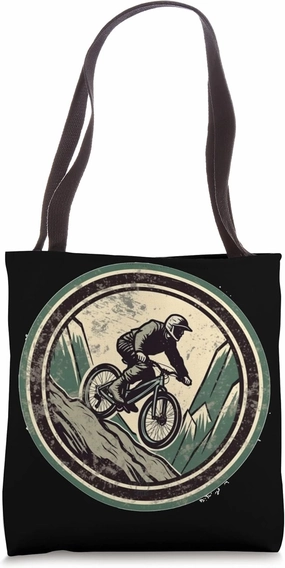 Downhill Mountain Bike drawing vintage MTB Biking Tote Bag