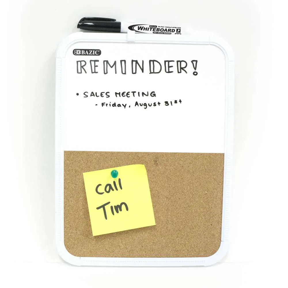 Dry Erase / Cork Combo Board 8.5" X 11" w/ Marker