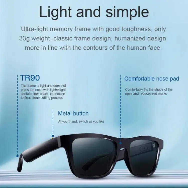 E10 Smart Audio Bluetooth Glasses, Style: Touch Style(Black)