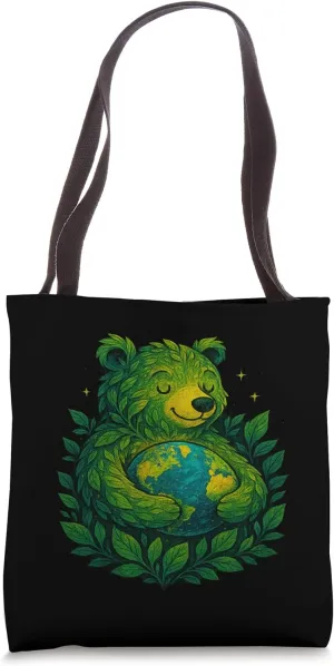 Earth Day Eco Bear Nature Lover Sustainable Lifestyle Tote Bag