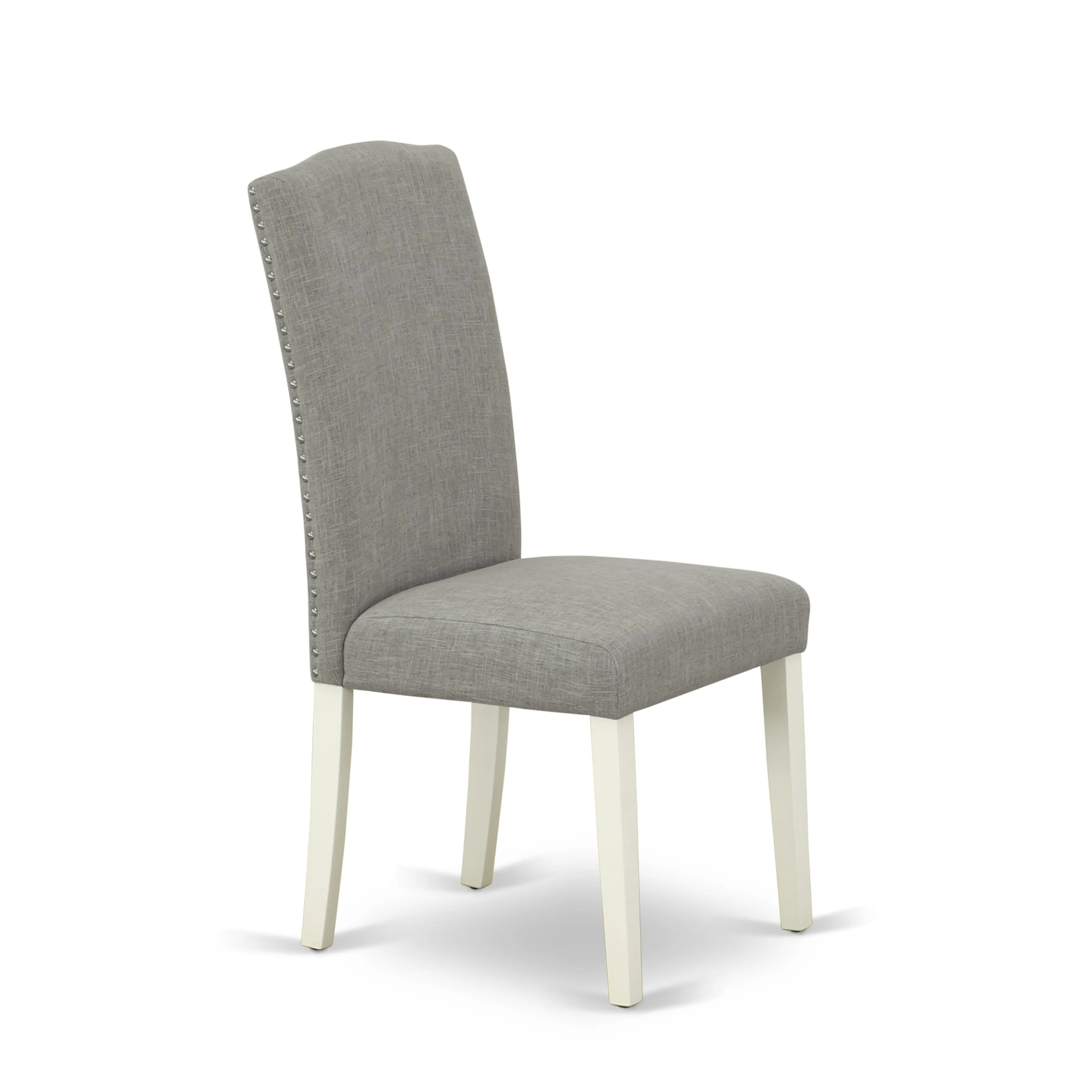 East West Furniture X027EN206-9 9 Piece Dining Table Set Includes a Rectangle Dining Room Table with X-Legs and 8 Dark Shitake Linen Fabric Upholstered Chairs