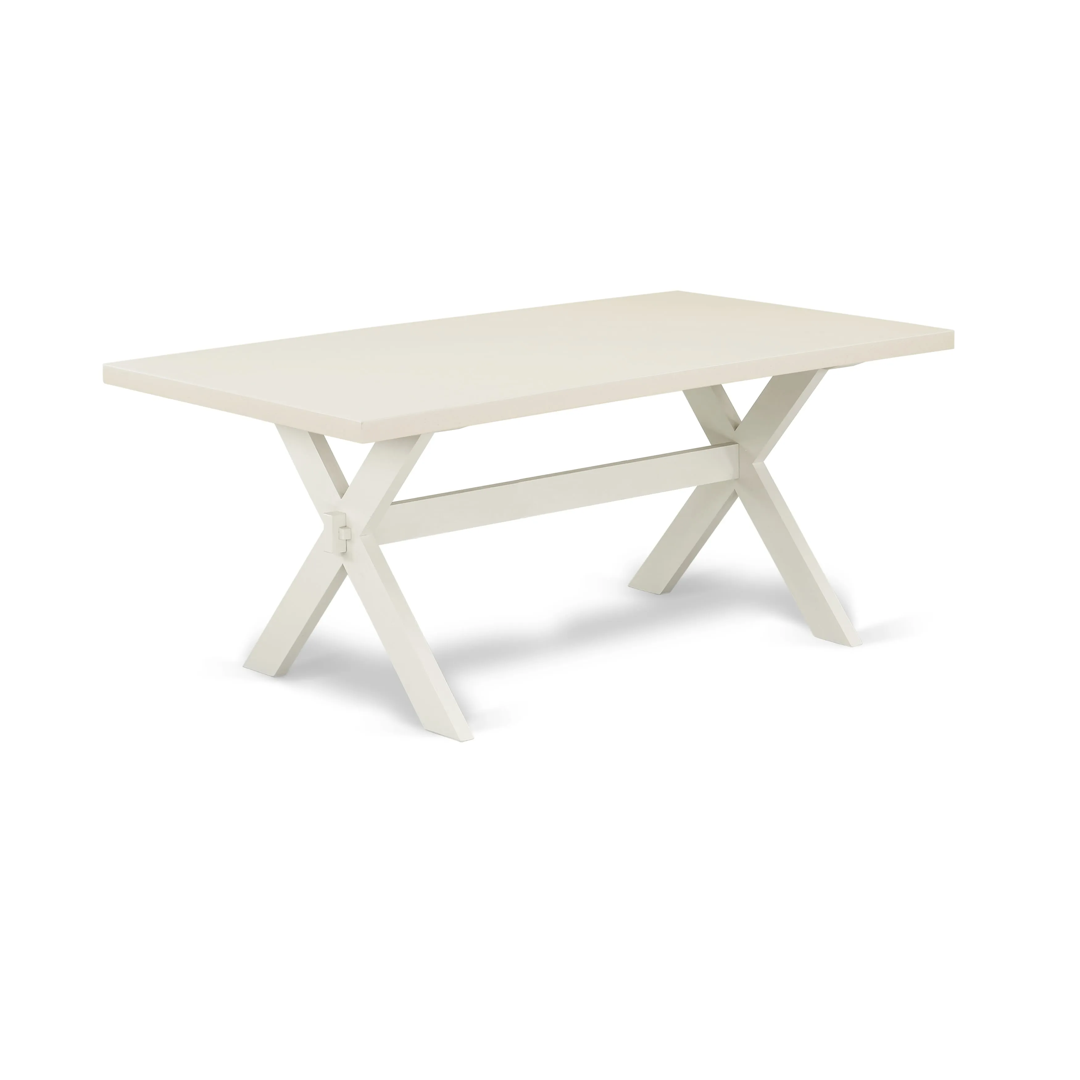 East West Furniture X027EN206-9 9 Piece Dining Table Set Includes a Rectangle Dining Room Table with X-Legs and 8 Dark Shitake Linen Fabric Upholstered Chairs