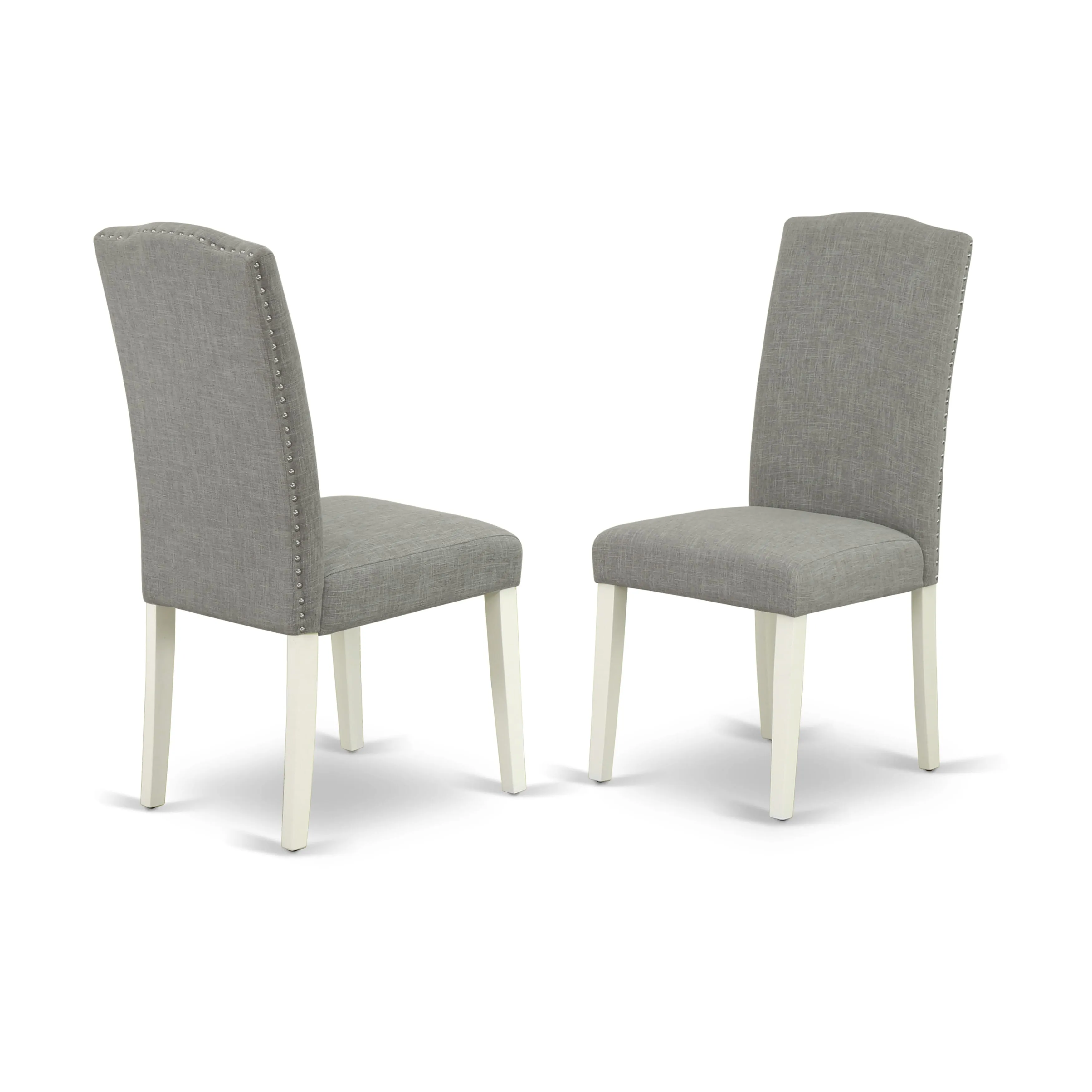 East West Furniture X027EN206-9 9 Piece Dining Table Set Includes a Rectangle Dining Room Table with X-Legs and 8 Dark Shitake Linen Fabric Upholstered Chairs