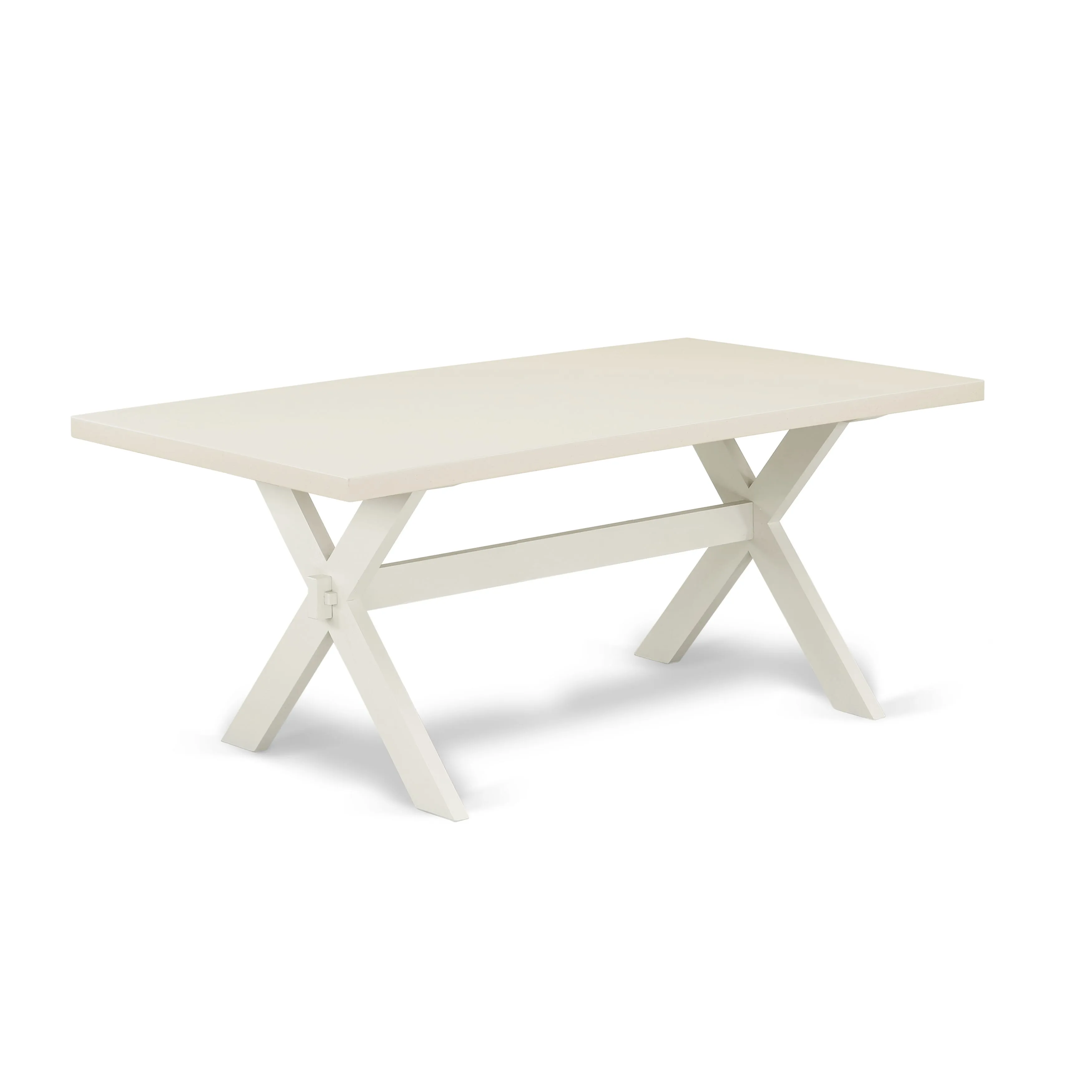 East West Furniture X027EN206-9 9 Piece Dining Table Set Includes a Rectangle Dining Room Table with X-Legs and 8 Dark Shitake Linen Fabric Upholstered Chairs