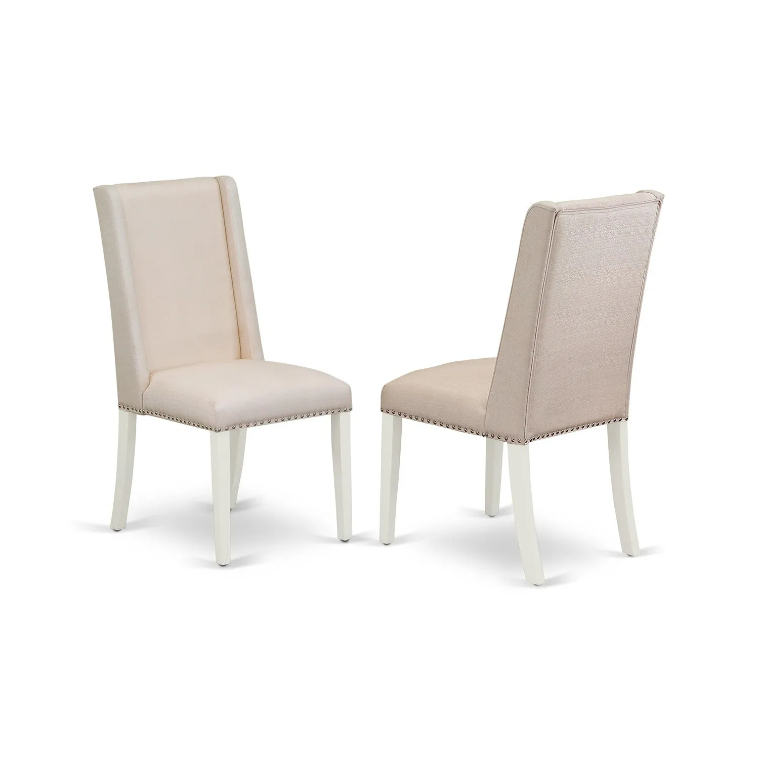 East West Furniture X077FL201-9 9 Piece Kitchen Table Set Includes a Rectangle Dining Table with X-Legs and 8 Cream Linen Fabric Parson Dining Room Chairs, 40x72 Inch, Multi-Color