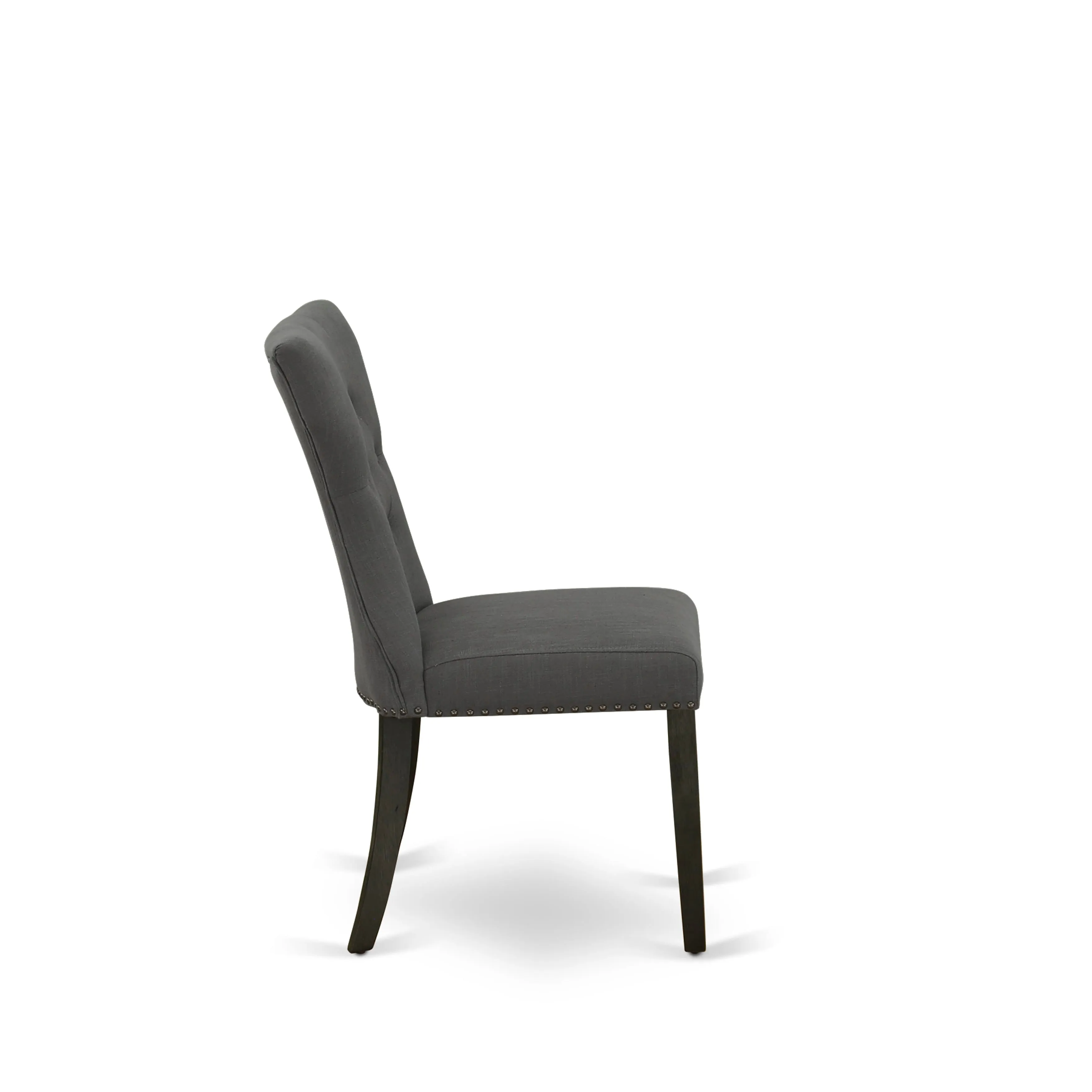 East West Furniture X627GA650-7 7 Piece Dining Room Furniture Set Consist of a Rectangle Dining Table with X-Legs and 6 Dark Gotham Linen Fabric Parson Chairs