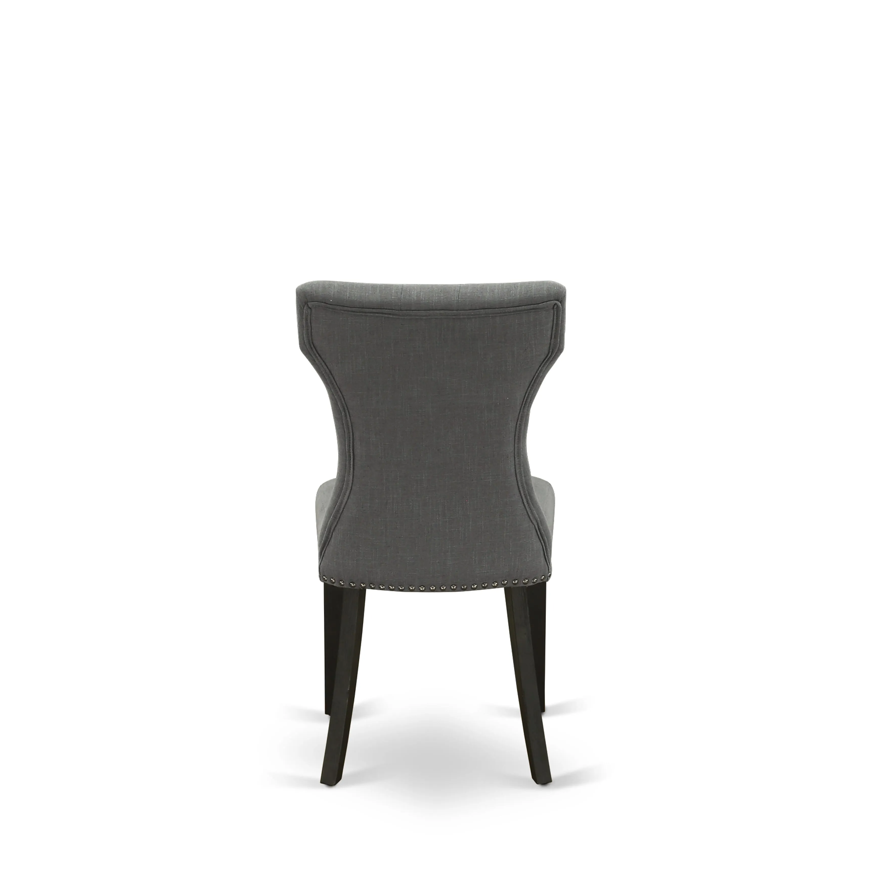 East West Furniture X627GA650-7 7 Piece Dining Room Furniture Set Consist of a Rectangle Dining Table with X-Legs and 6 Dark Gotham Linen Fabric Parson Chairs
