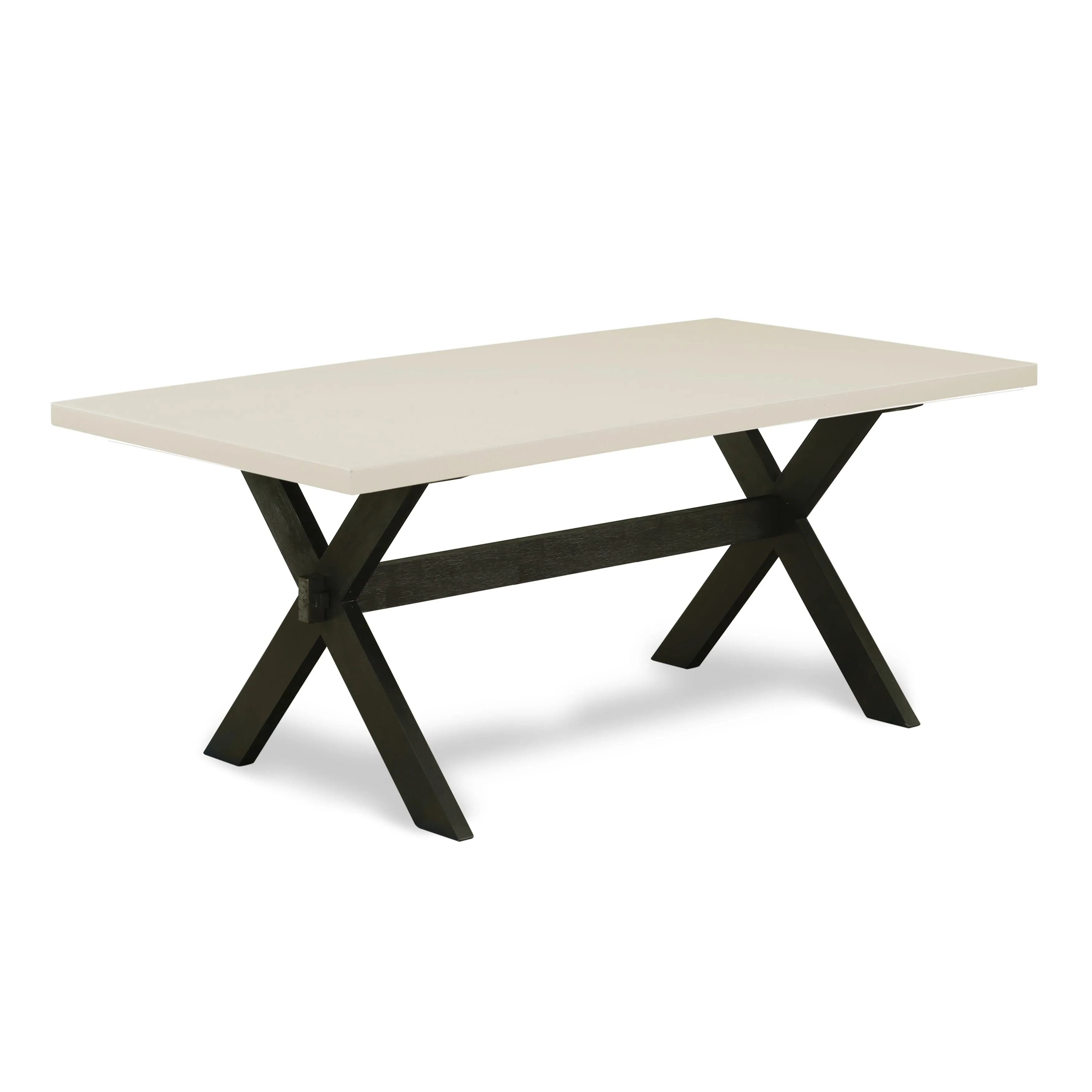 East West Furniture X627GA650-7 7 Piece Dining Room Furniture Set Consist of a Rectangle Dining Table with X-Legs and 6 Dark Gotham Linen Fabric Parson Chairs