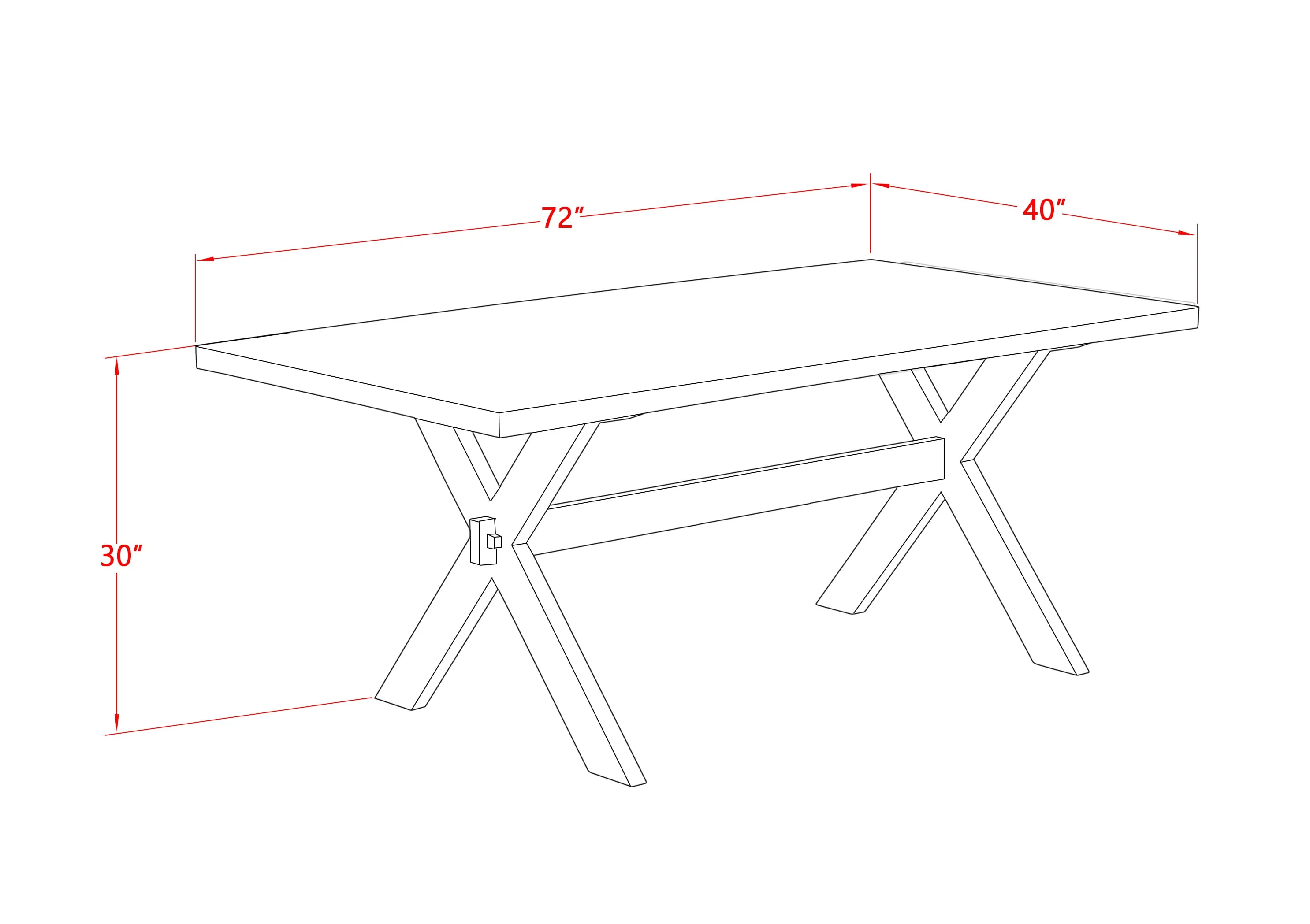 East West Furniture X627GA650-7 7 Piece Dining Room Furniture Set Consist of a Rectangle Dining Table with X-Legs and 6 Dark Gotham Linen Fabric Parson Chairs