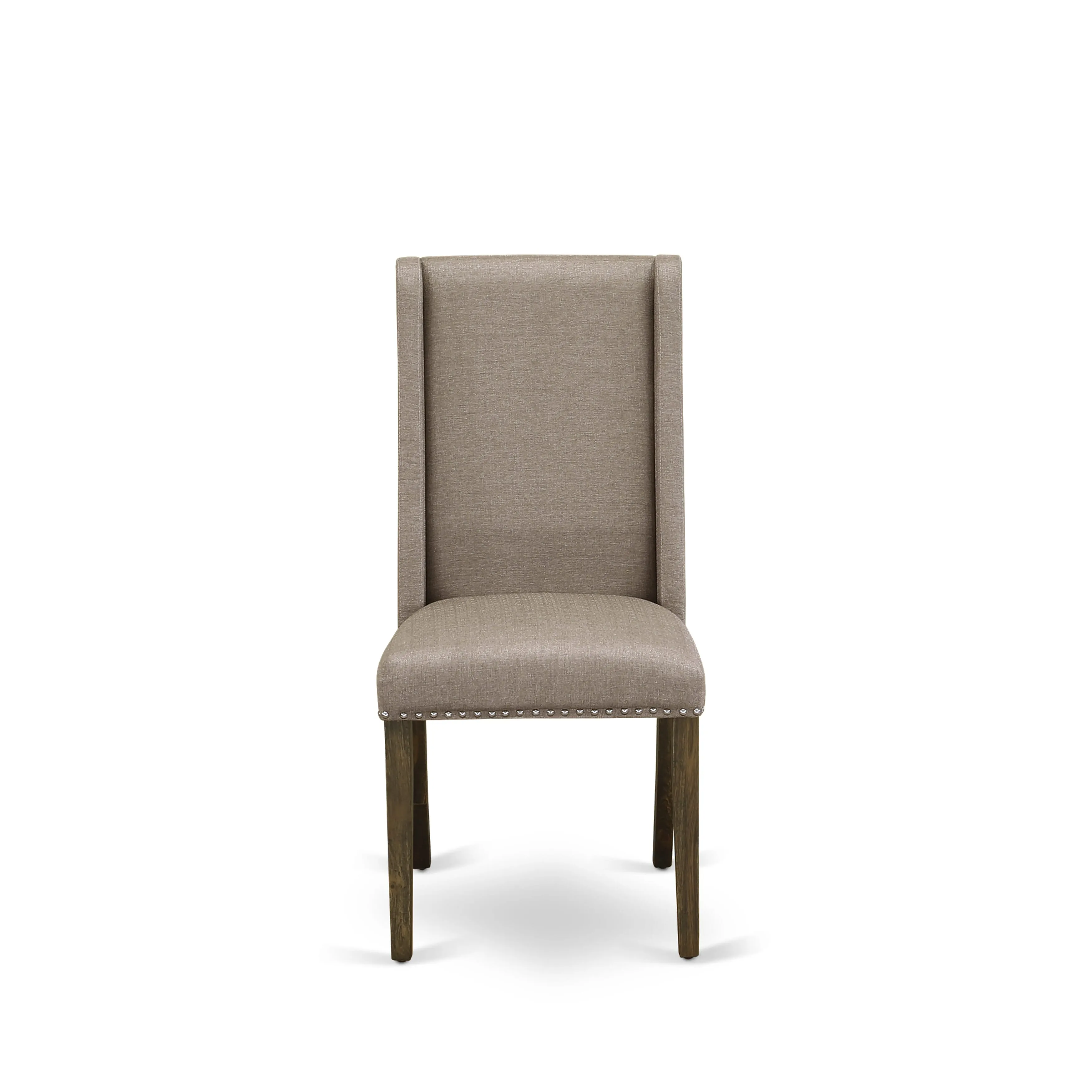 East West Furniture X727FL716-9 9 Piece Modern Dining Table Set Includes a Rectangle Wooden Table with X-Legs and 8 Dark Khaki Linen Fabric Parsons Dining Chairs