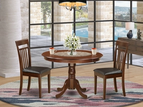 East West Furniture HLCA3-MAH-LC 3 Piece Kitchen Table Set for Small Spaces Contains a Round Dining Room Table with Pedestal and 2 Faux Leather Upholstered Chairs, 42x42 Inch, Mahogany