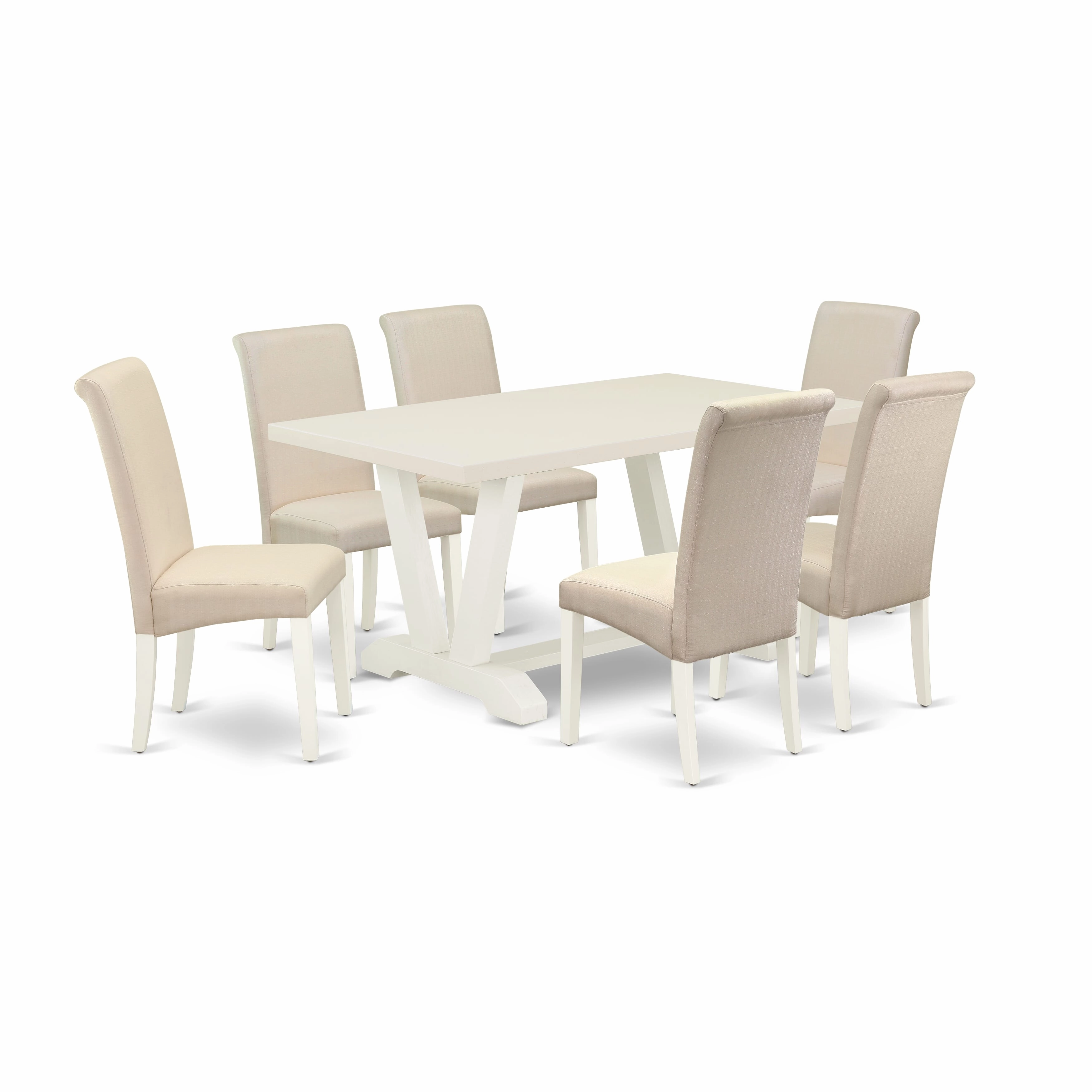 East West Furniture V026Ba201-7 - 7-Piece Kitchen Set - 6 Kitchen Parson Chair and a Dinner Table Hardwood Frame