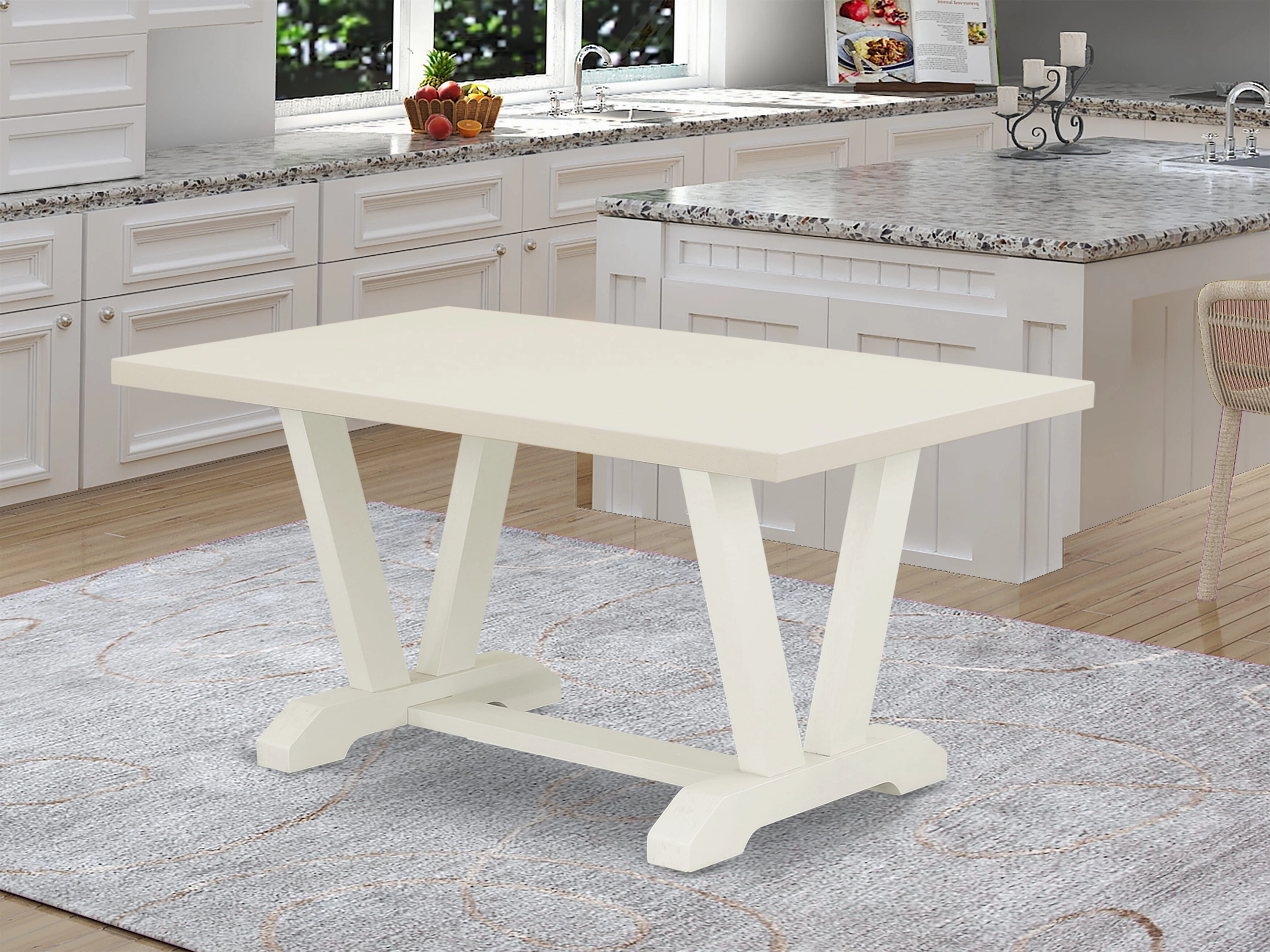 East West Furniture V026Ba201-7 - 7-Piece Kitchen Set - 6 Kitchen Parson Chair and a Dinner Table Hardwood Frame