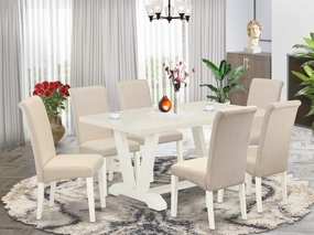 East West Furniture V026Ba201-7 - 7-Piece Kitchen Set - 6 Kitchen Parson Chair and a Dinner Table Hardwood Frame