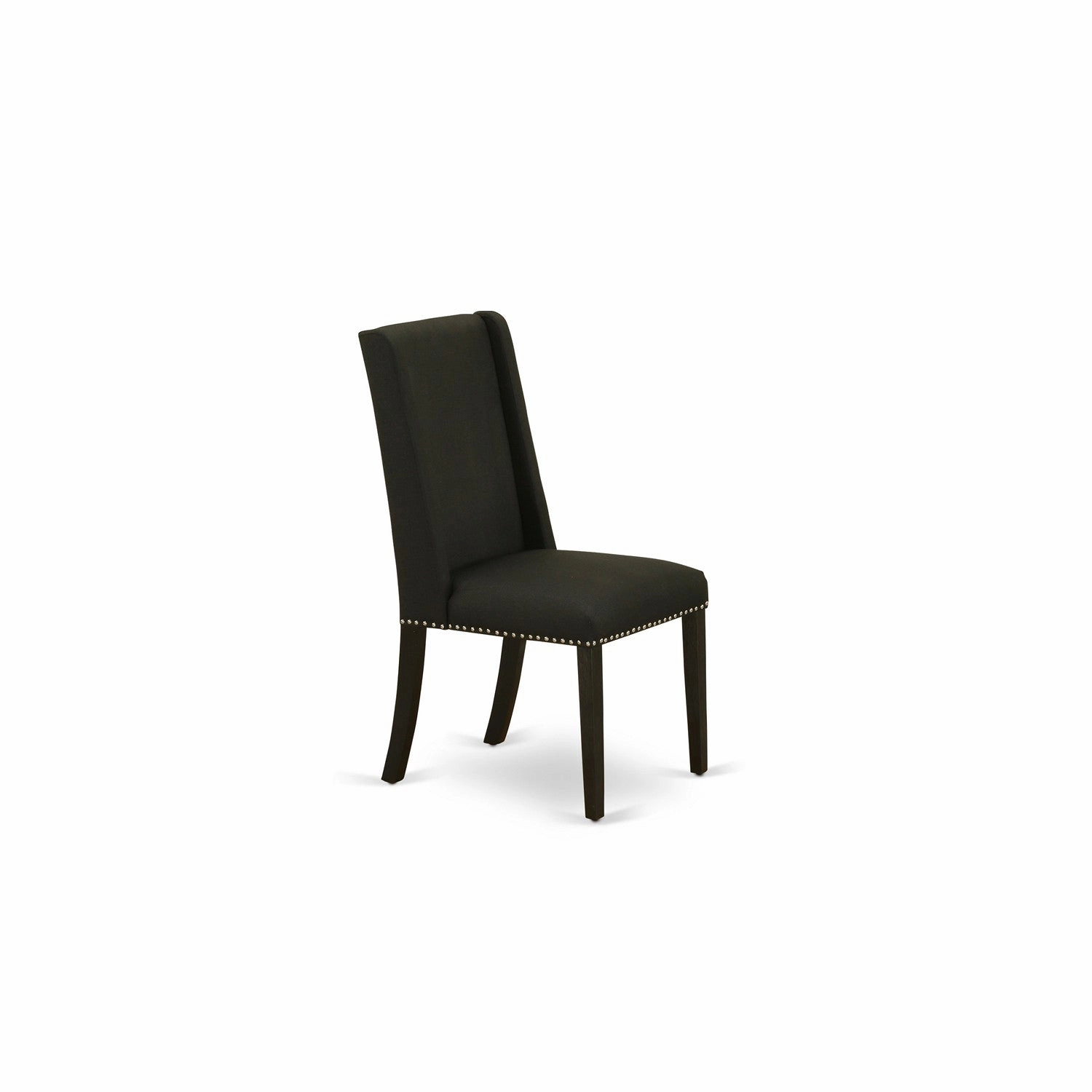 East West Furniture V676FL624-7 7 Piece Kitchen Table Set Consist of a Rectangle Dining Table with V-Legs and 6 Black Linen Fabric Parson Dining Room Chairs, 36x60 Inch, Multi-Color