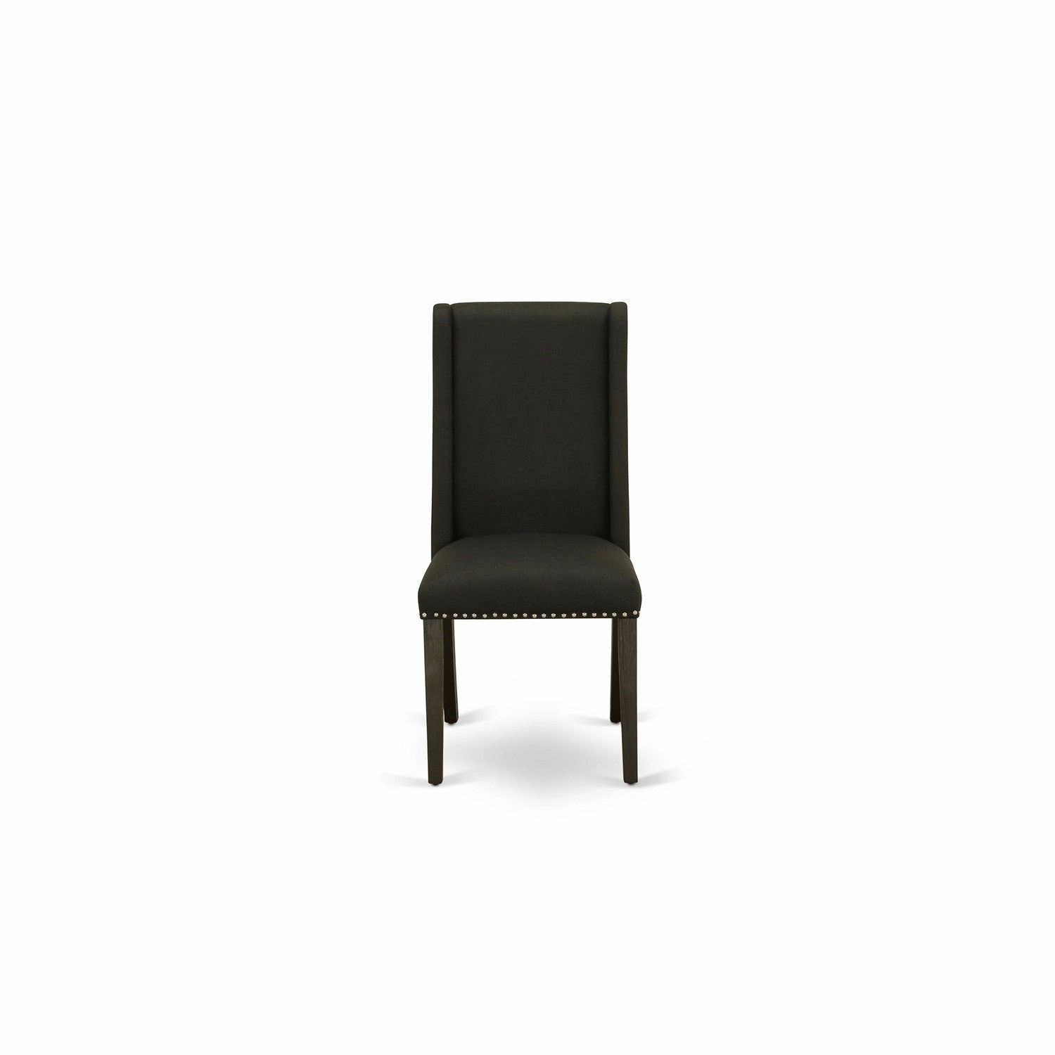 East West Furniture V676FL624-7 7 Piece Kitchen Table Set Consist of a Rectangle Dining Table with V-Legs and 6 Black Linen Fabric Parson Dining Room Chairs, 36x60 Inch, Multi-Color