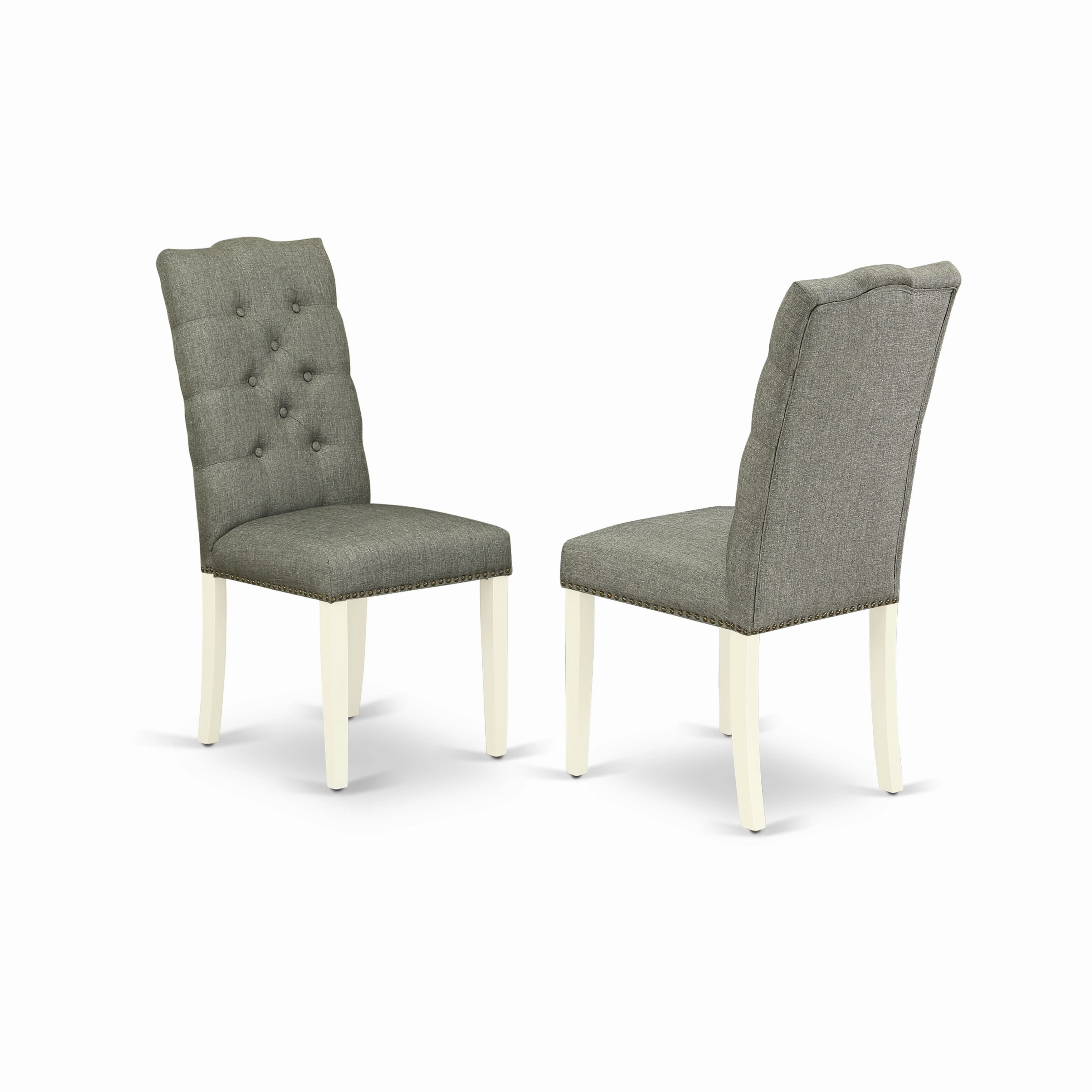 East West Furniture X027EL207-9 9 Piece Kitchen Table & Chairs Set Includes a Rectangle Dining Room Table with X-Legs and 8 Gray Linen Fabric Parson Dining Chairs