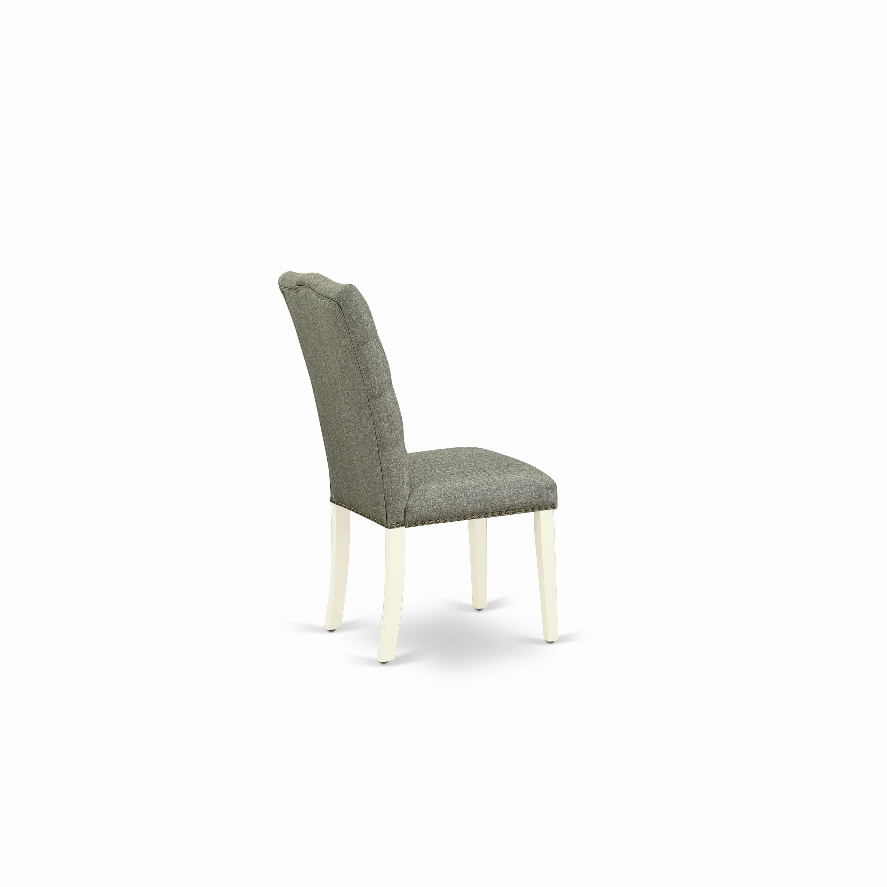 East West Furniture X027EL207-9 9 Piece Kitchen Table & Chairs Set Includes a Rectangle Dining Room Table with X-Legs and 8 Gray Linen Fabric Parson Dining Chairs