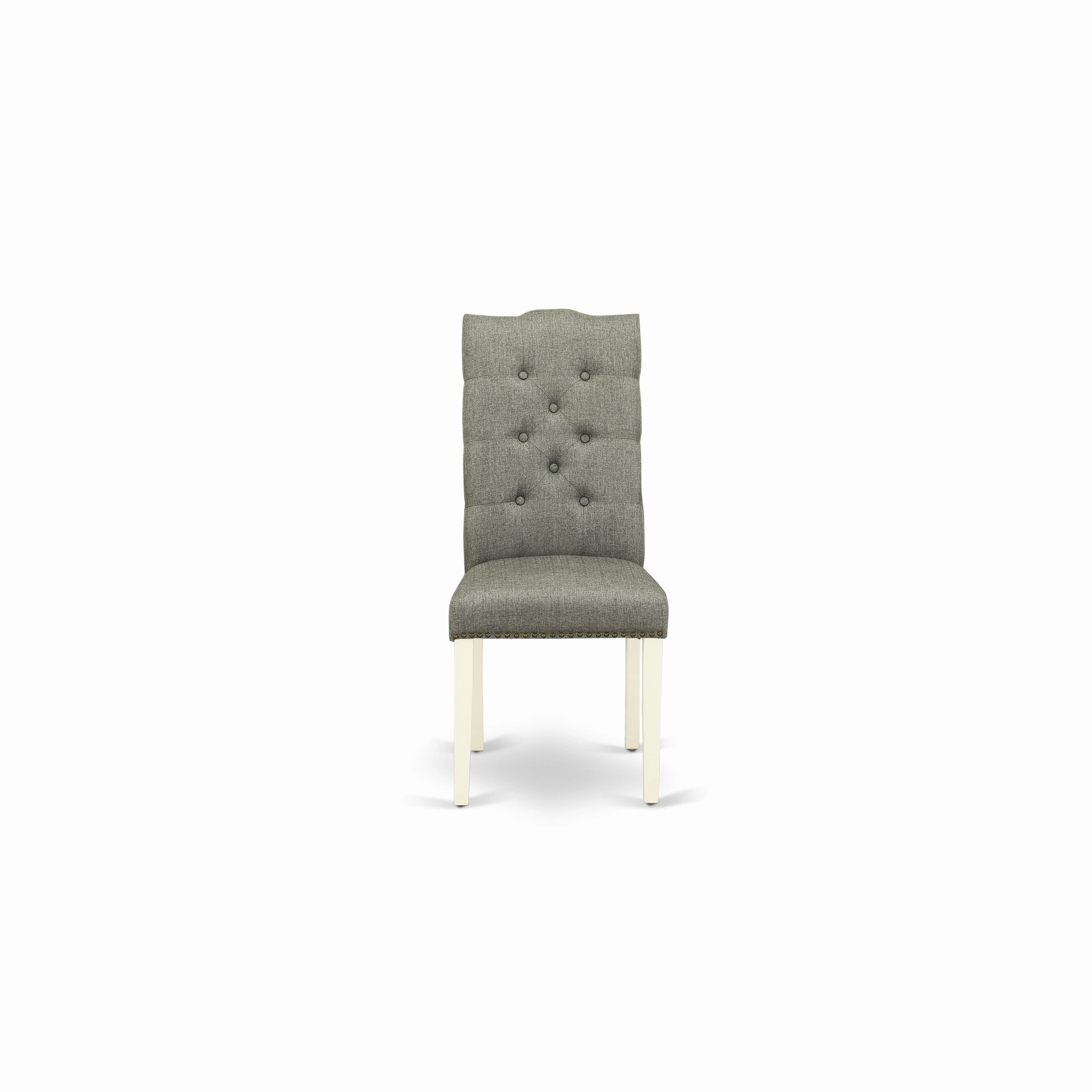 East West Furniture X027EL207-9 9 Piece Kitchen Table & Chairs Set Includes a Rectangle Dining Room Table with X-Legs and 8 Gray Linen Fabric Parson Dining Chairs