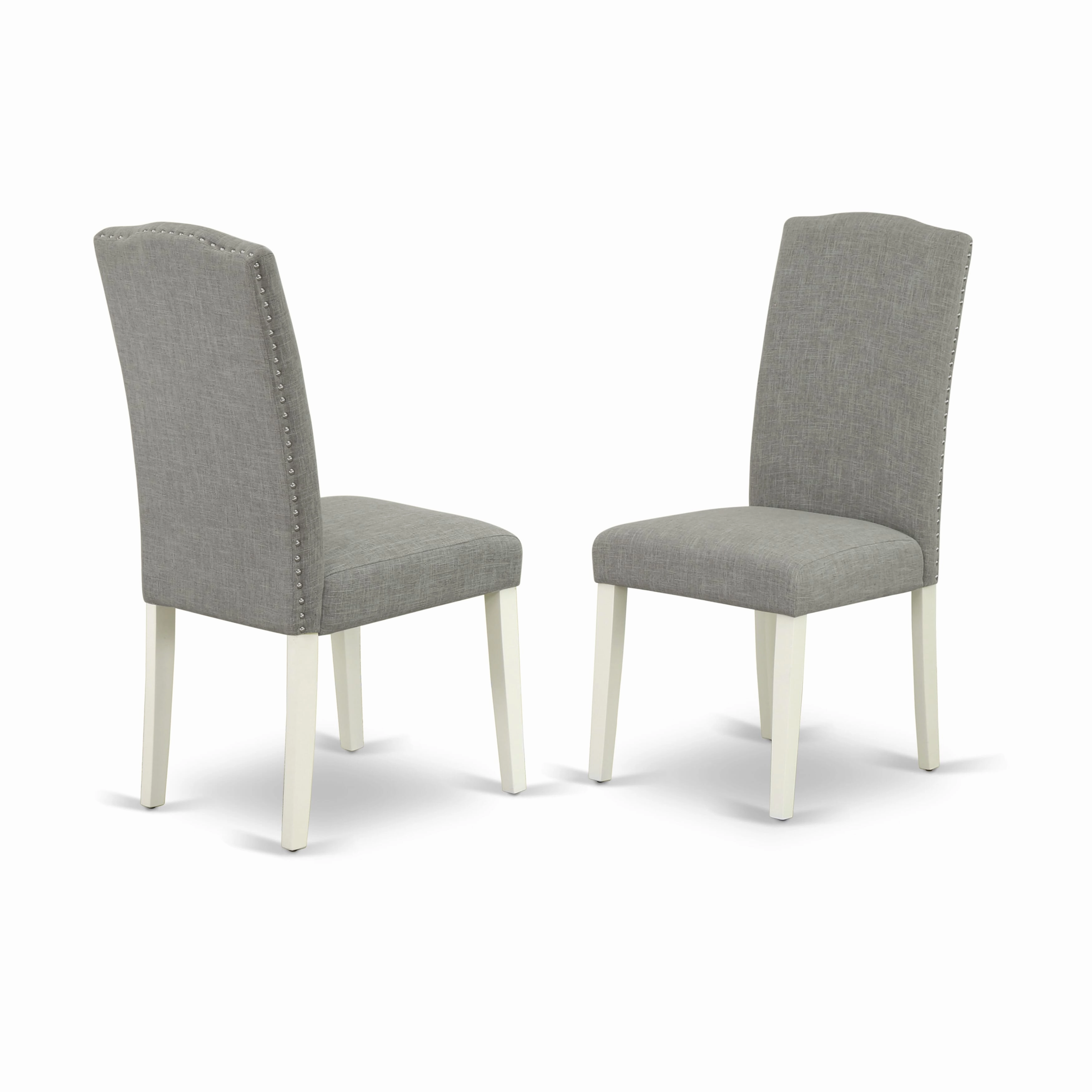 East West Furniture X027EN206-7 7 Piece Dining Room Furniture Set Consist of a Rectangle Dining Table with X-Legs and 6 Dark Shitake Linen Fabric Parsons Chairs